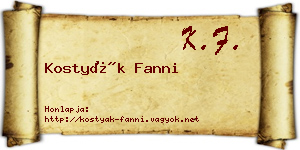 Kostyák Fanni névjegykártya
